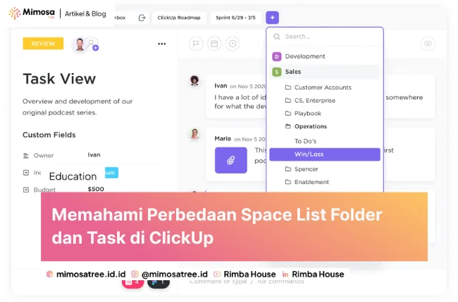 Memahami Perbedaan Space List Folder Dan Task Di Clickup