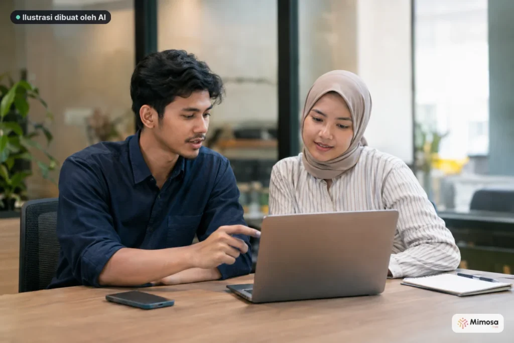 Admin dan team lead meninjau permission pengguna di lingkungan kerja.